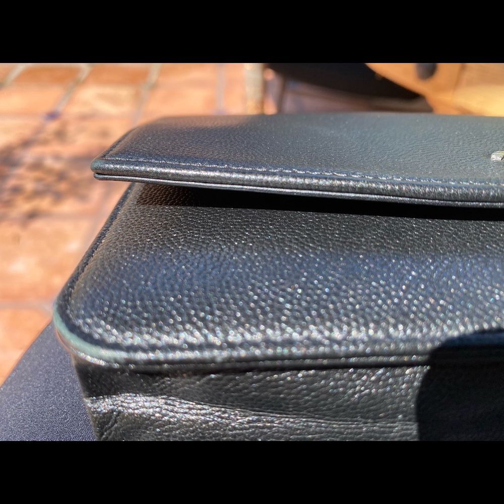 CHANEL Black Leather Chain Shoulder Bag with Silver-Tone CC - Picture 13 of 15